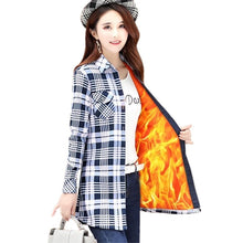 Load image into Gallery viewer, Velvet Thick Warm Women's Long Plaid Shirt