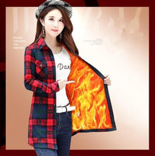 Load image into Gallery viewer, Velvet Thick Warm Women's Long Plaid Shirt