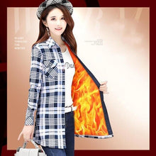 Load image into Gallery viewer, Velvet Thick Warm Women's Long Plaid Shirt